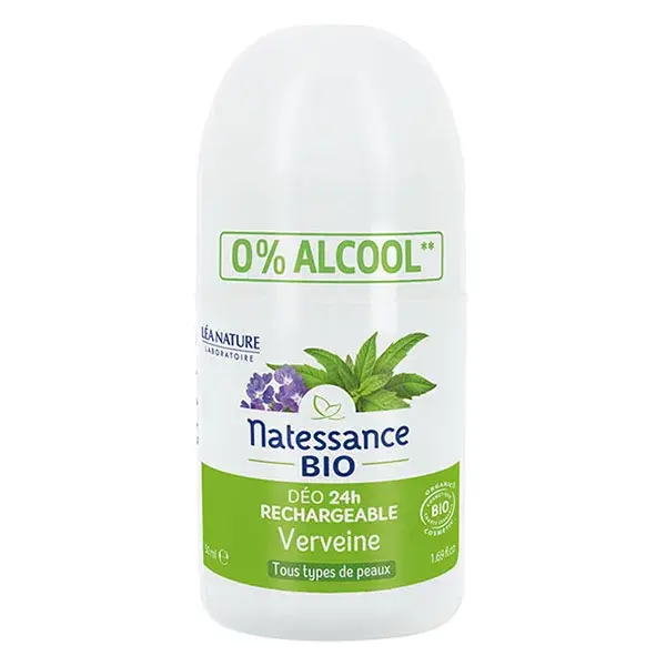 Desodorante Roll-on de Verbena Orgânico Recarregável 24h Natessance 50ml