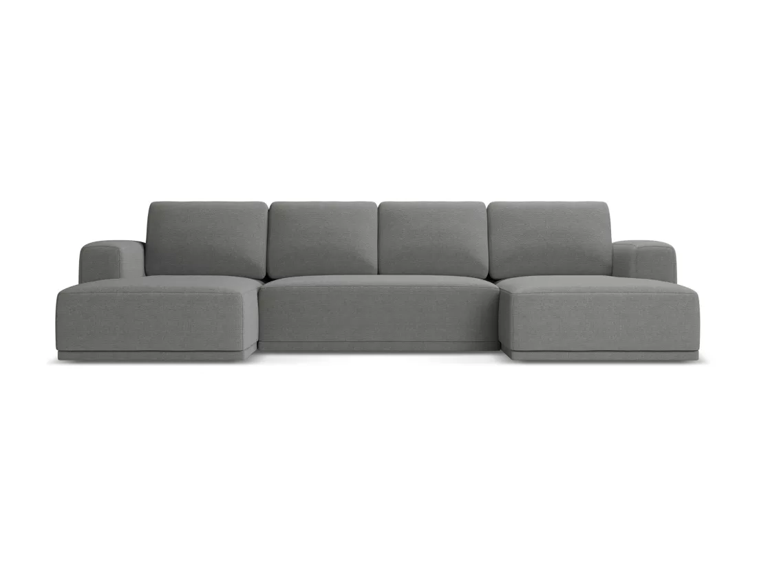 Canapé d'angle panoramique convertible en tissu chenille - éléphant - KAILA