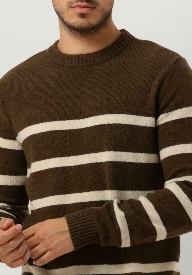 ANERKJENDT donkergroene anerkjendt trui akrico stripe lambswool