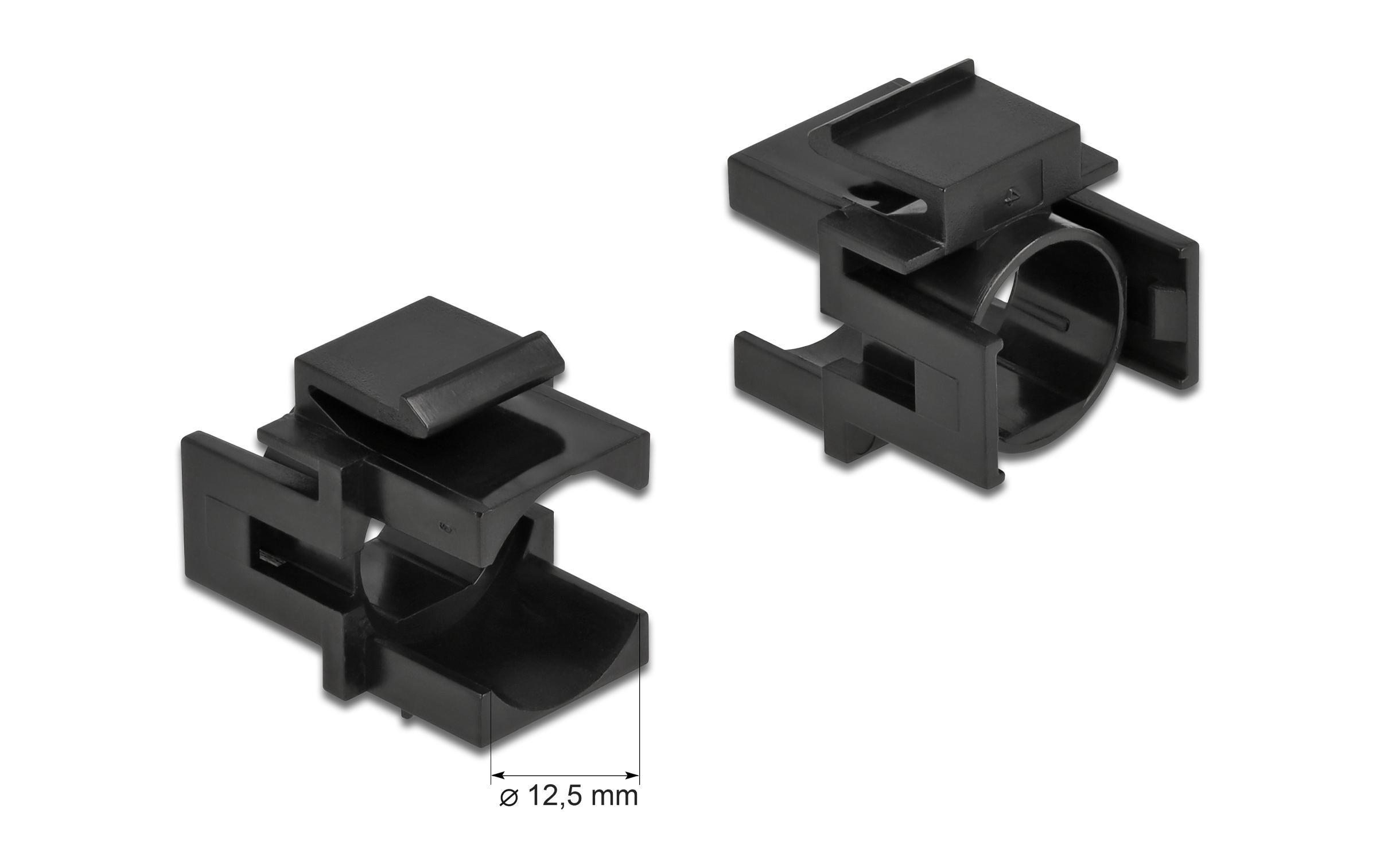 Keystone-Modul 12.5 mm Durchführung, schwarz 4er-PackDelock Keystone Abdeckung schwarz mit 12.5 mm Durchführung 4 Stück