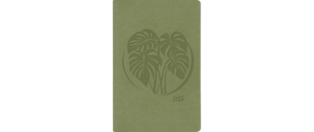 Wochenagenda Ladytimer 75 x 11.2 cm, 2026, OlivgrünWochenplaner 1 Woche / 2 Seiten