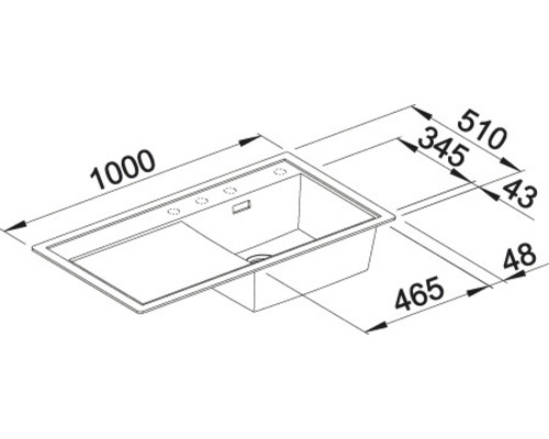 Blanco ZENAR XL 6 S spoelbak, 1000 x 510 mm, zwart, 526059, met afdruiprek, bak links