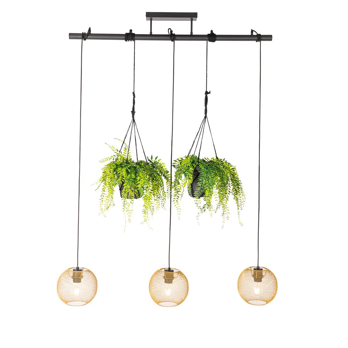 Industriële hanglamp goud 3-lichts - Flor