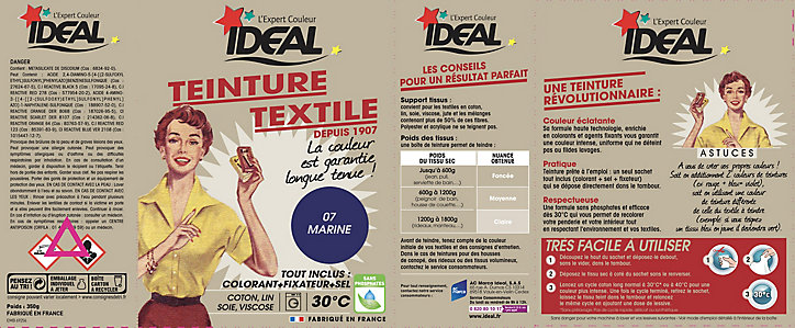 Teinture textile vintage bleu marine Idéal 350g
