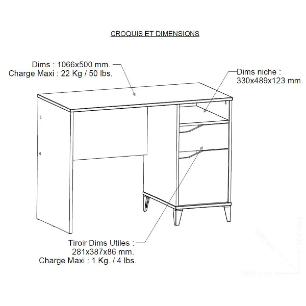 DansMaMaison Bureau Noah Blanc/Gris