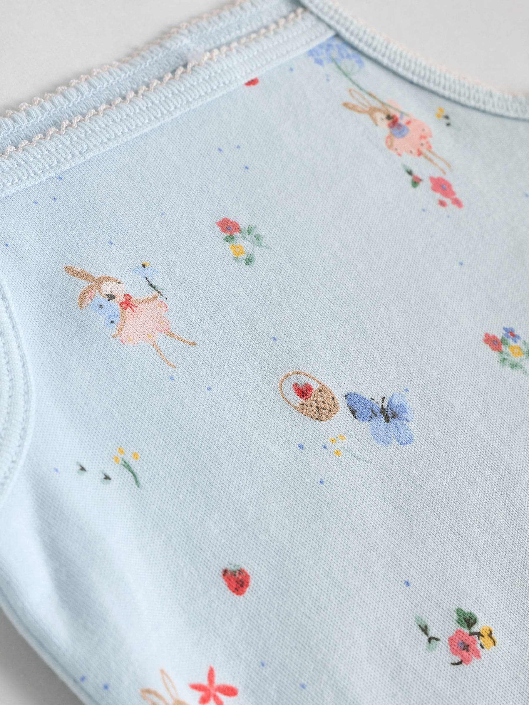 Cream aardbei bunny - Set van 5 katoenen hemdrompertjes voor baby's