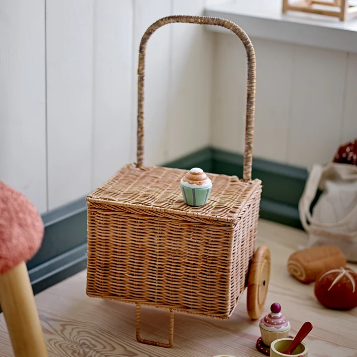 Bloomingville Mini, Penne Kinder-Trolley, L 29 x H 50 cm, Rattan