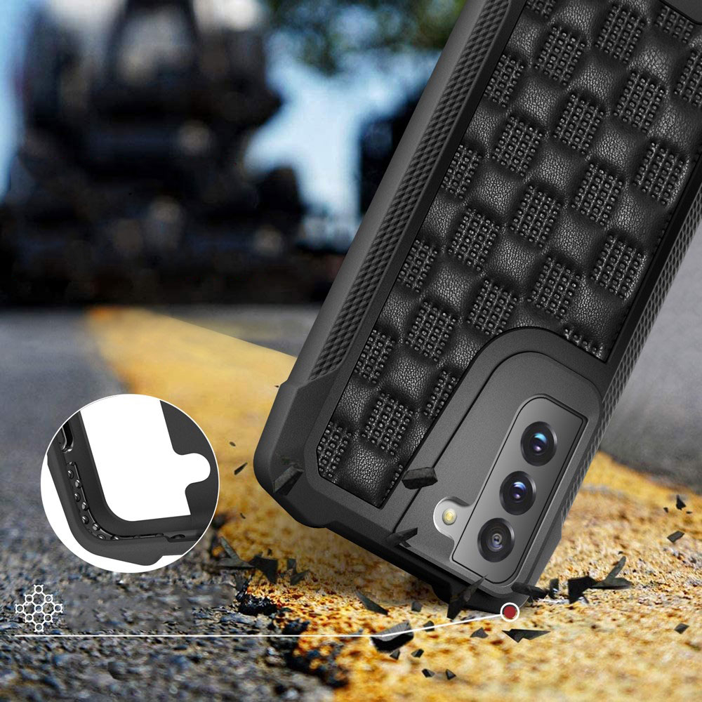 Samsung Galaxy S21 FE 5G Hybrid Hardcase Hülle Grip Design mit Air Cushion Fallschutz - Blau / Schwarz