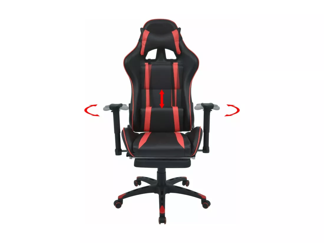 Chaise de bureau inclinable avec repose-pied Rouge