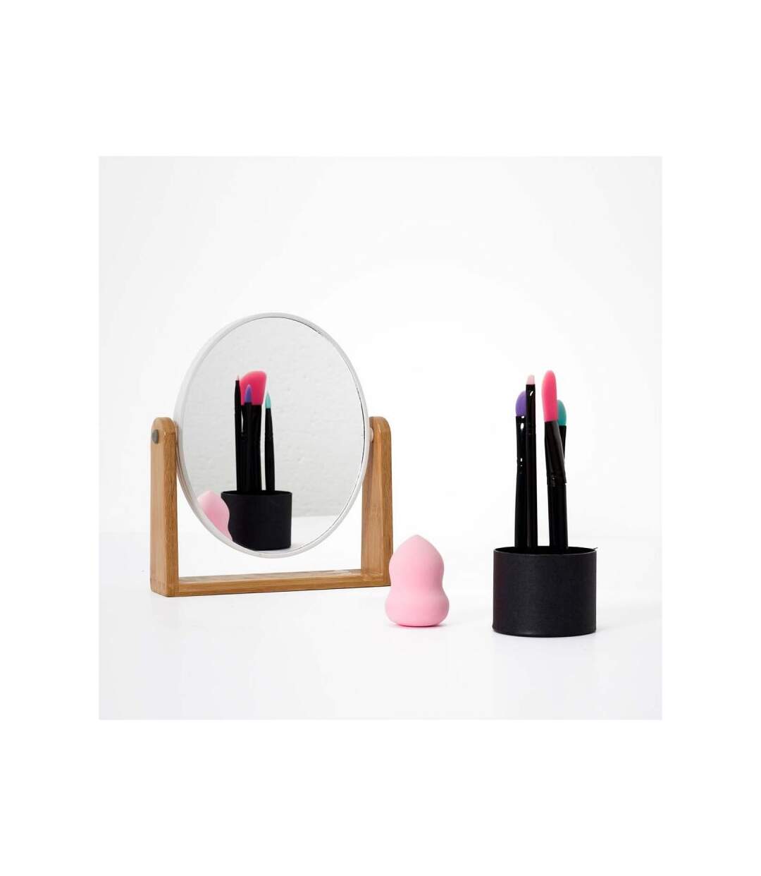 Paris Prix - Miroir En Bambou double Face 21cm Naturel