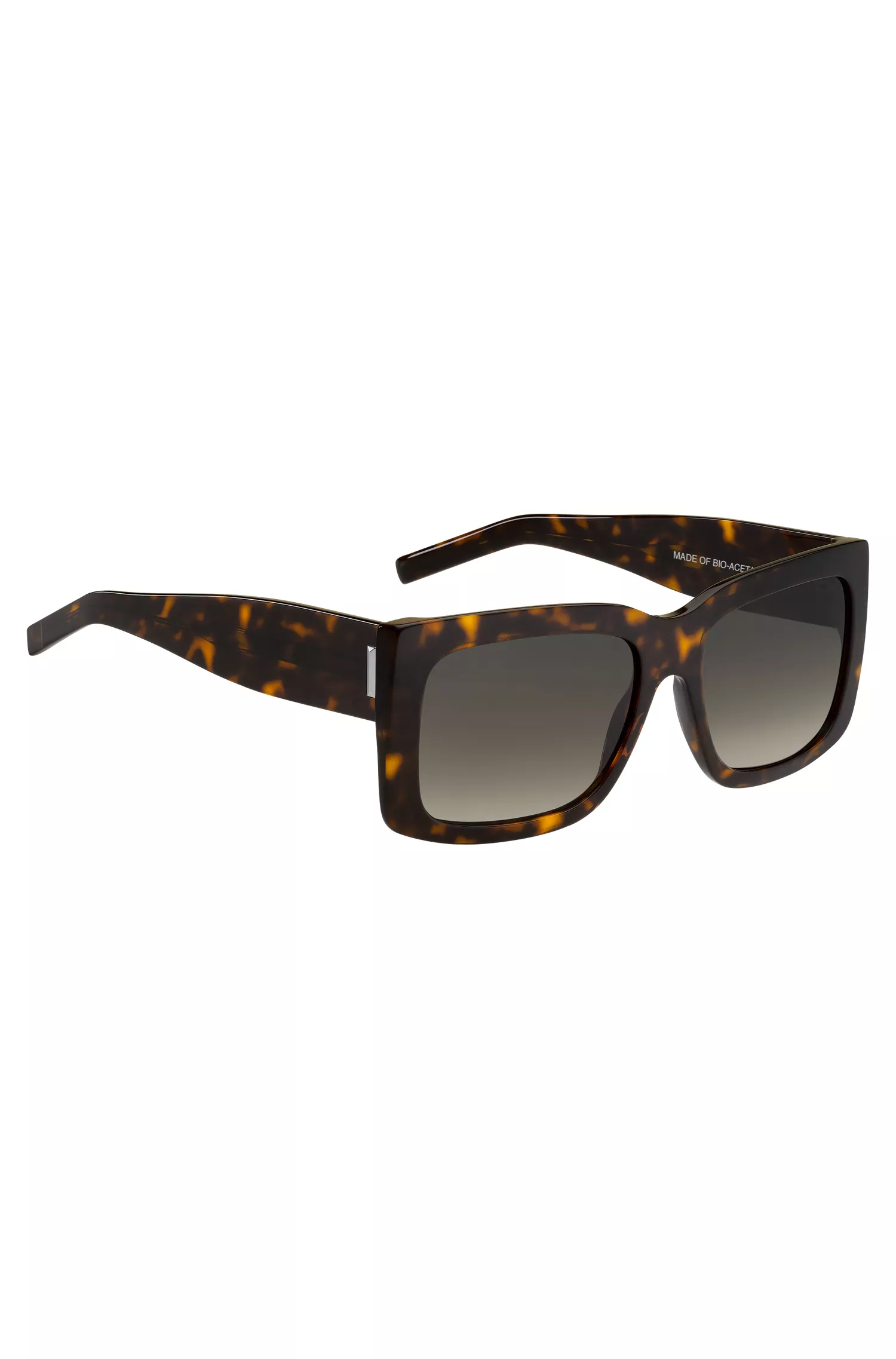 Óculos de sol BOSS em bioacetato preto-Havana com detalhes exclusivos.