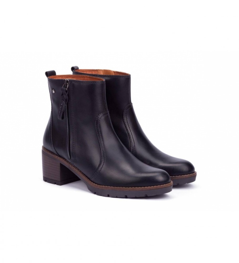Botas de cano curto Pikolinos Llanes em couro preto - Altura do salto: 6 cm -