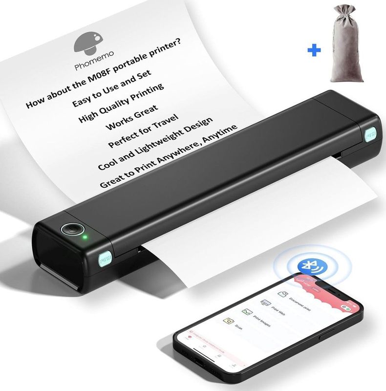 Phomemo - M08F - Draadloze Bluetooth Printer - A4 Formaat - Thermische Inktvrije Printer - Inclusief Beschermhoes