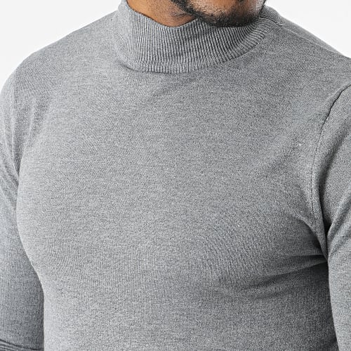Pull Col Cheminée 665 Gris Chiné