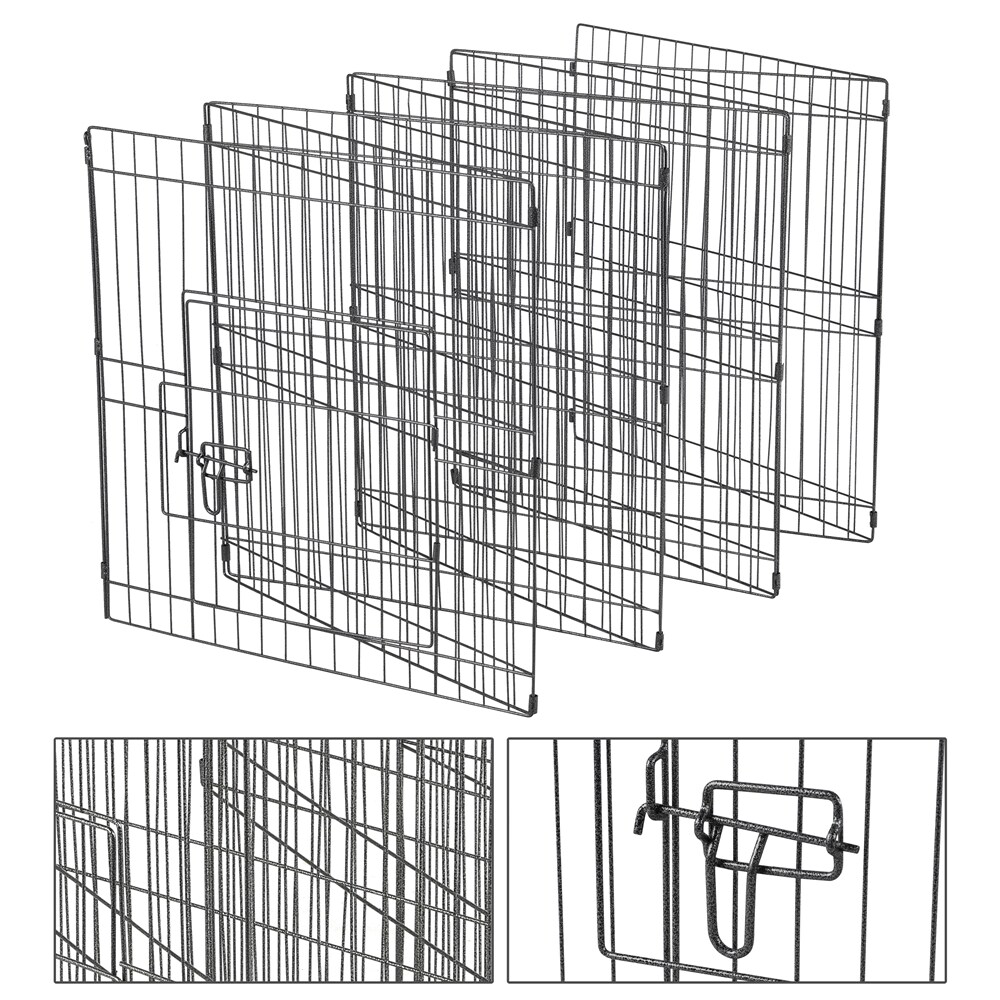 Yaheetech 8 Teile Welpenlaufstall Laufgitter Freilaufgehege Welpenzaun für Hund Katze Welpe Kaninchen, je Panel ca. 61 x 61 cm