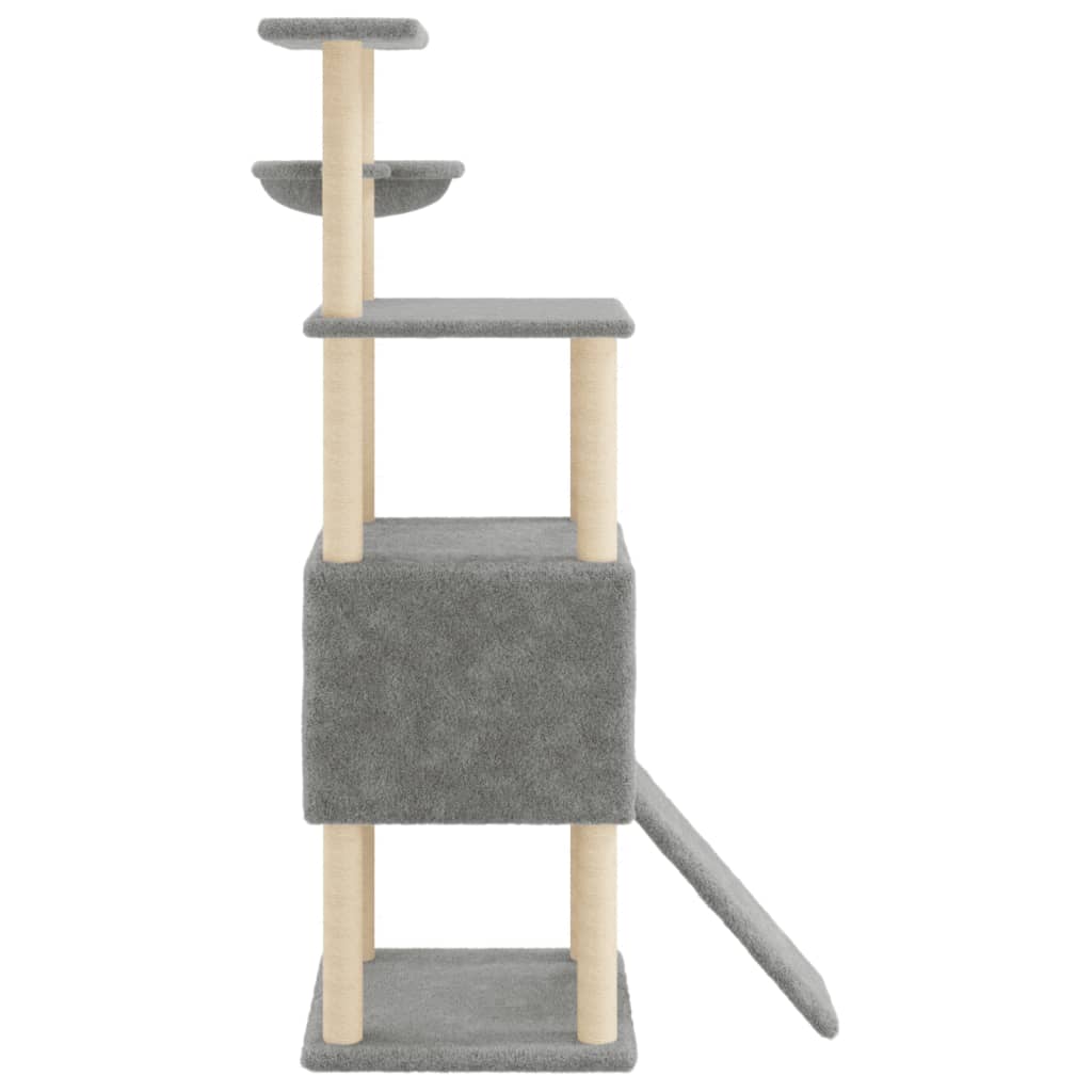 Arranhador para gatos vidaXL com postes de sisal cinza claro, 153 cm