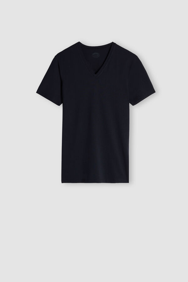 Camiseta de algodão elástico Supima® com decote em V