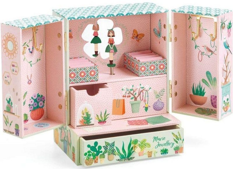 DJECO - Bloem - Muziekdoosje - Hout - Met Lade en Ringhouders