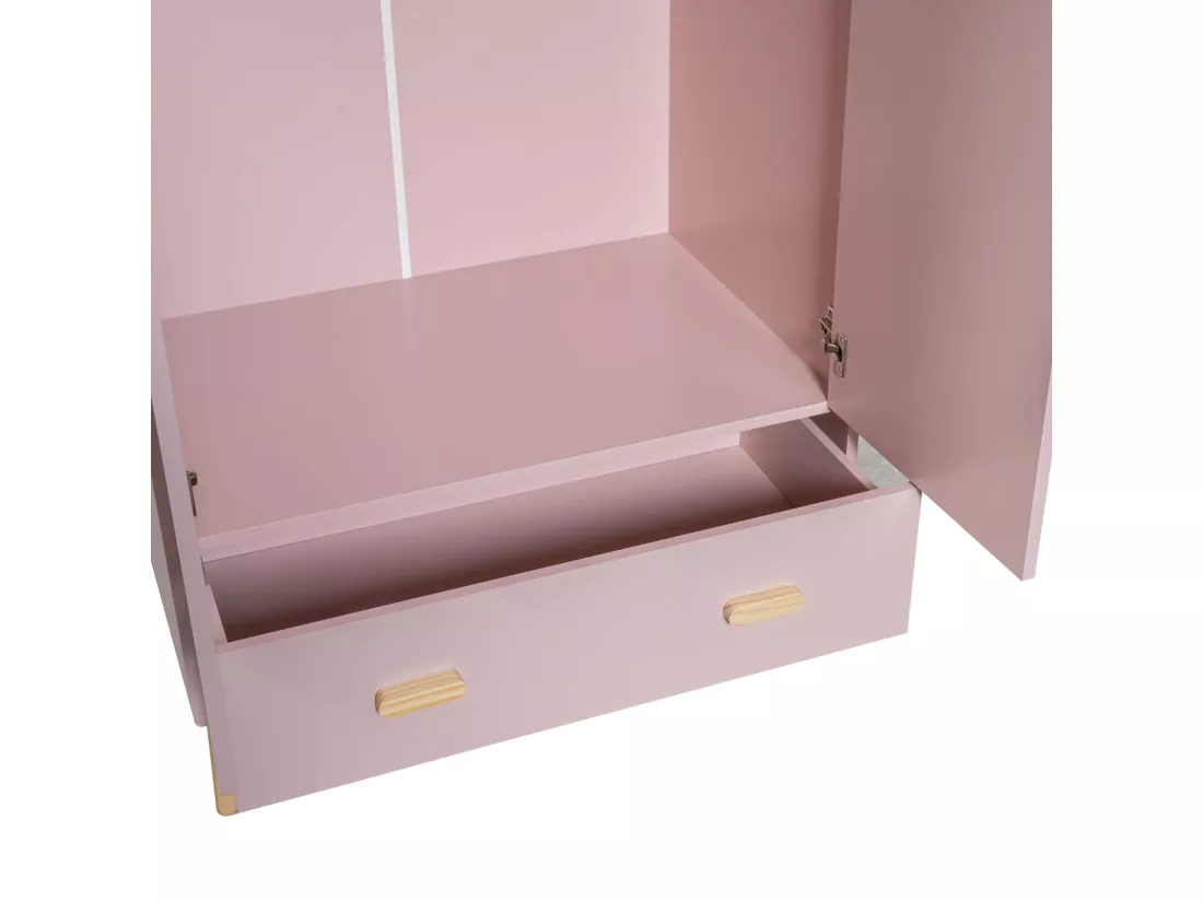 Armoire Mobili Rebecca Amchor 175x80x55 MDF Pin Rose Marron Scandinave À Monter