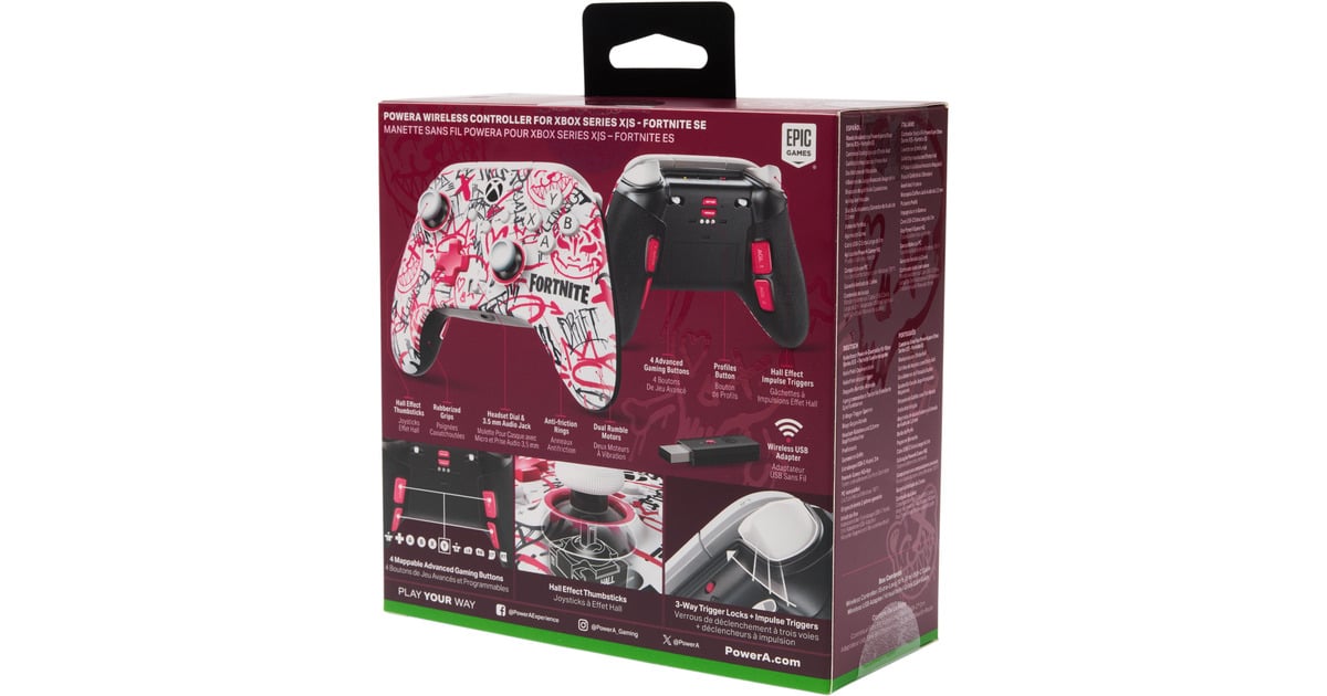 PowerASwitch WS Controller Fortnite  (Wit/rood, Xbox Series X|S, Xbox One, Windows)