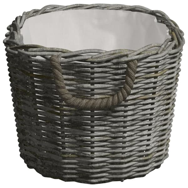 vidaXL Vedkurv med bærehåndtak 59x42x28 cm grå selje
