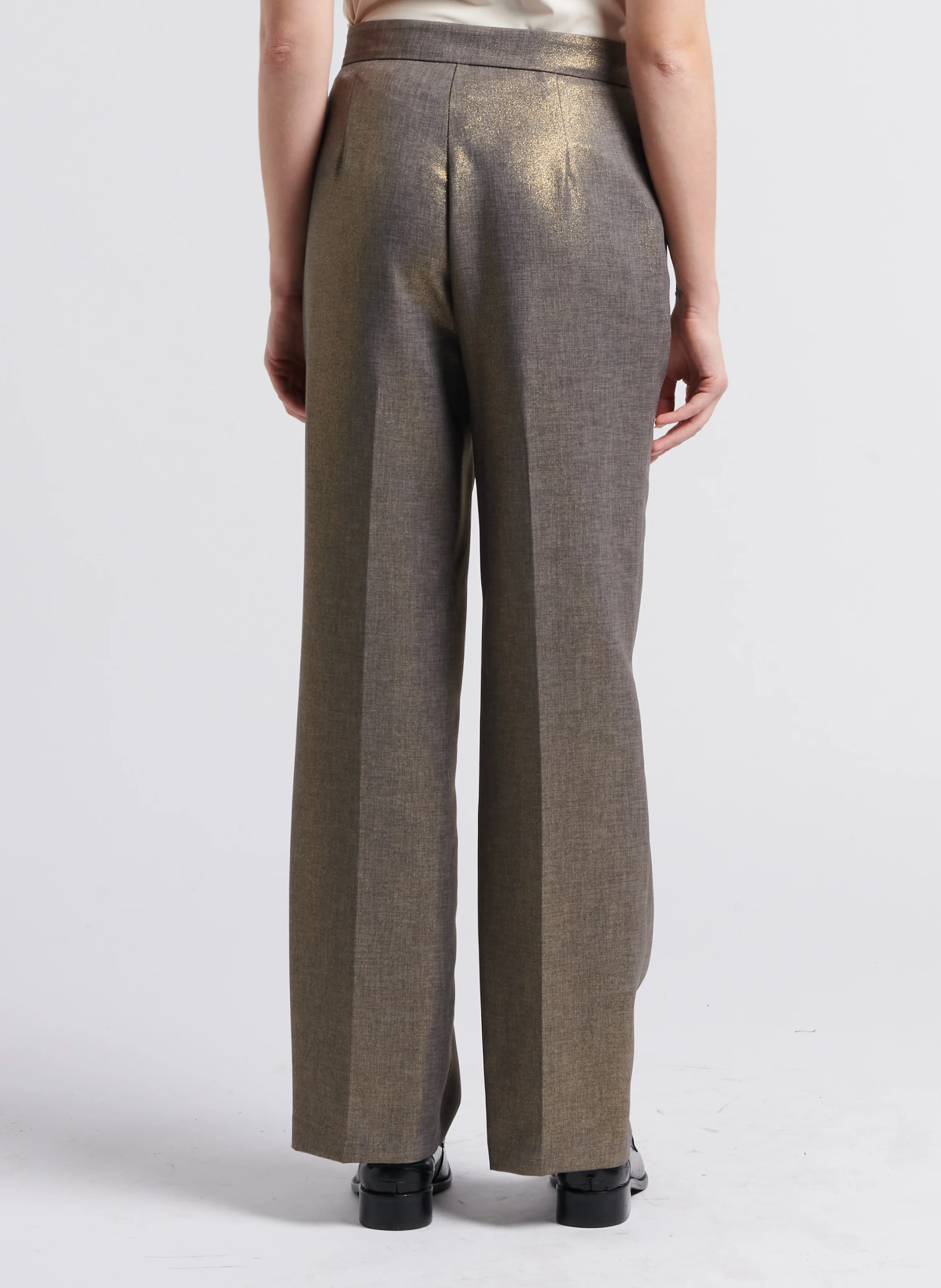 Pantalon de tailleur à paillettes dorées | Gris