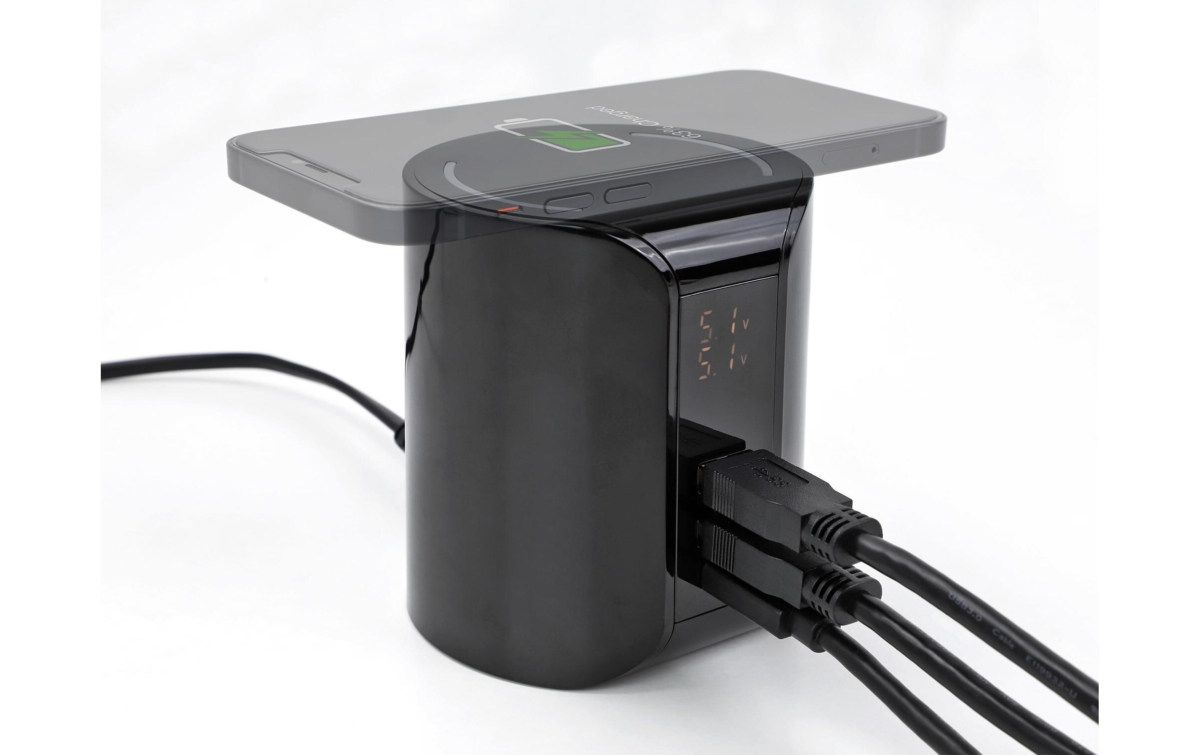Ladestation 1x USB Type-C, 2x USB Type-A mit WirelessDelock USB und kabelloses Ladegerät 1 x USB Type-C PD + 2 x USB Typ-A mit 58 W