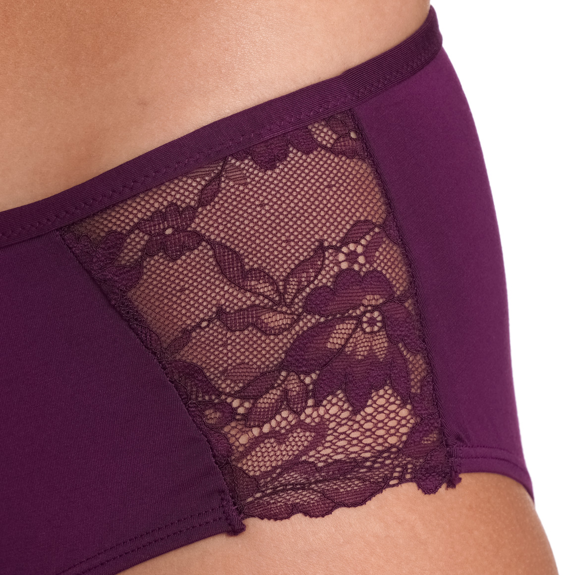 Gina Benotti 2 Damen Pantys mit Spitzeneinsatz rosa / dunkellila