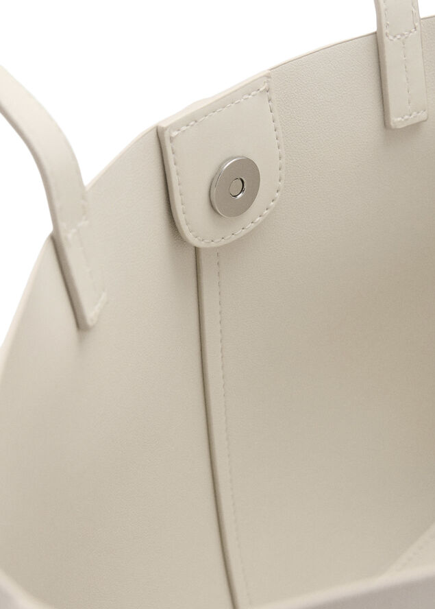 MANGO Leather-effect shopper bag Natural white