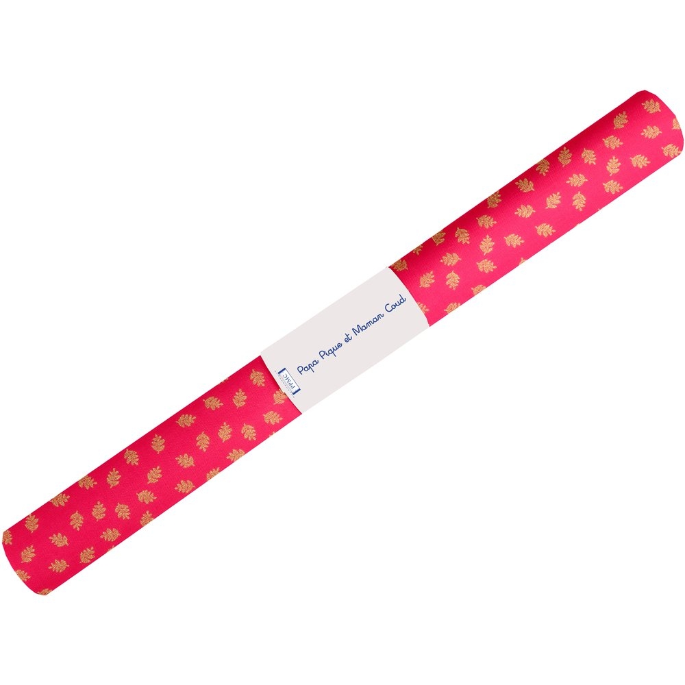 Coupon Tissu Enduit De 35Cm Feuillage Or Rose