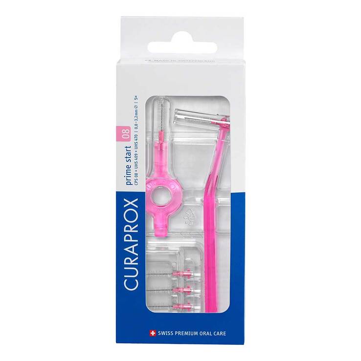 Curaprox Interdental Set Cps 08 mm pink 5 Bürstchen + 2 St Halter, 1 P
