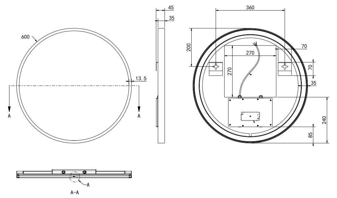 Hotbath &More Round spiegel 60cm geborsteld messing PVD