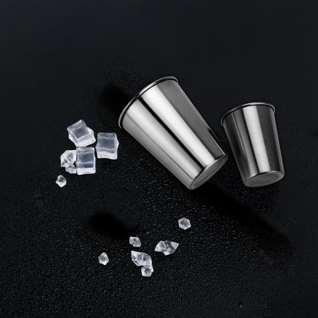 5x Stabelbare drikkekrus i rustfrit stål (170 ml)