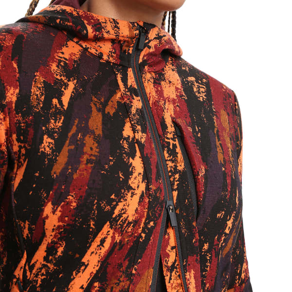 Veste polaire randonnée ICEBREAKER W QUANTUM III LS ZIP HOODIE SEDIMENTARY CHERRY/FLASH/BLACK/AOP