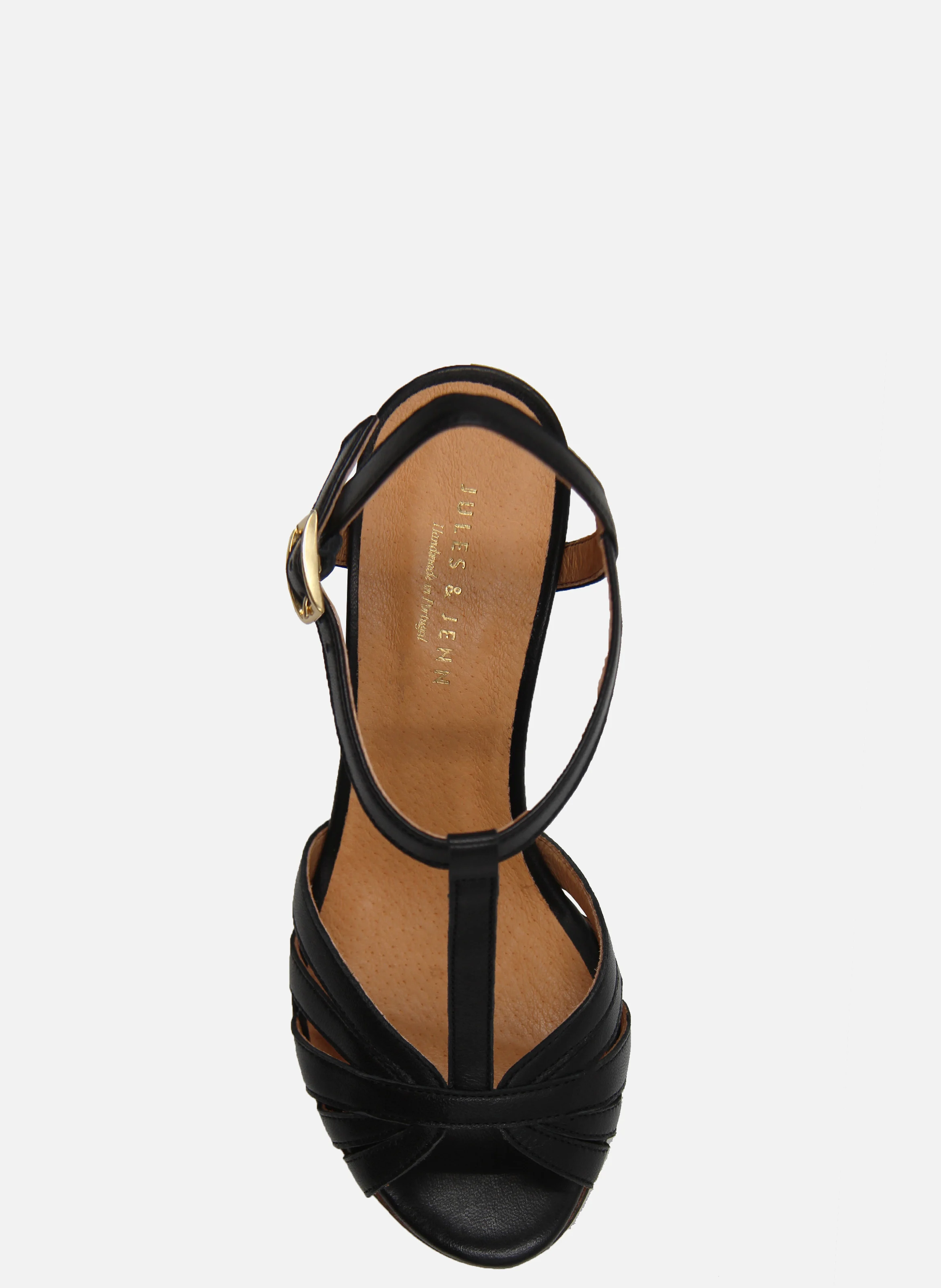 Sandales talon brides cuir lisse | Noir