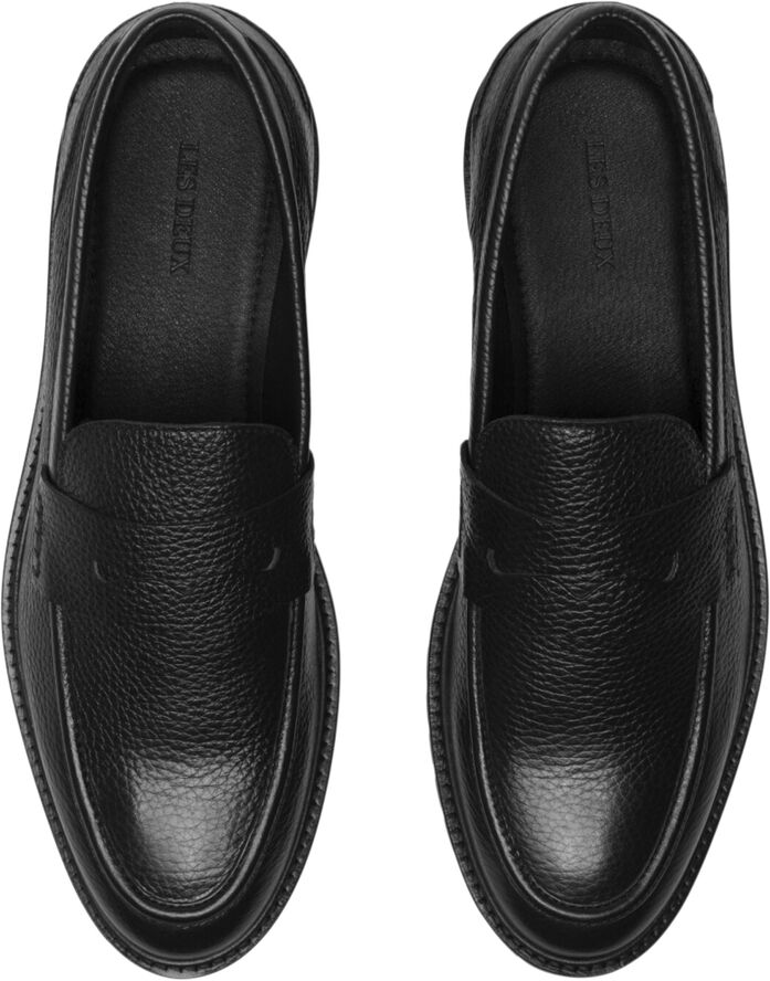 Les Deux Thatcher Grain Penny Loafer Black