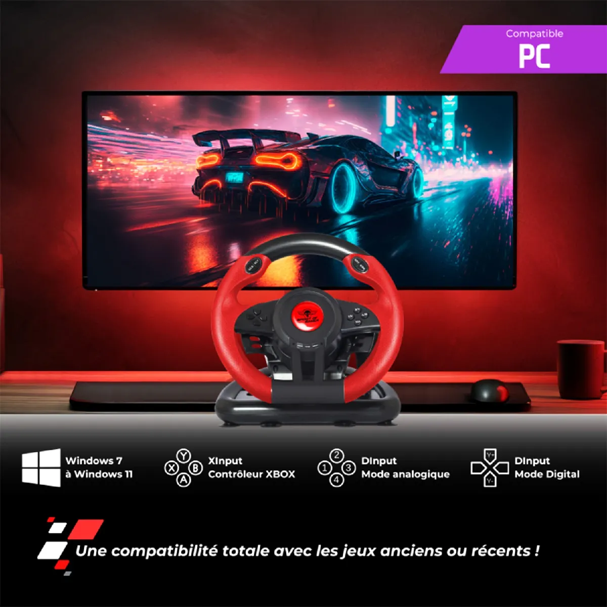 Spirit of Gamers RACE WHEEL PRO 1 - Noir/Rouge
