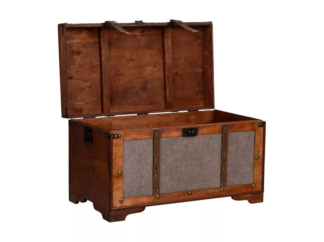 Coffre en bois marron 65x36x38