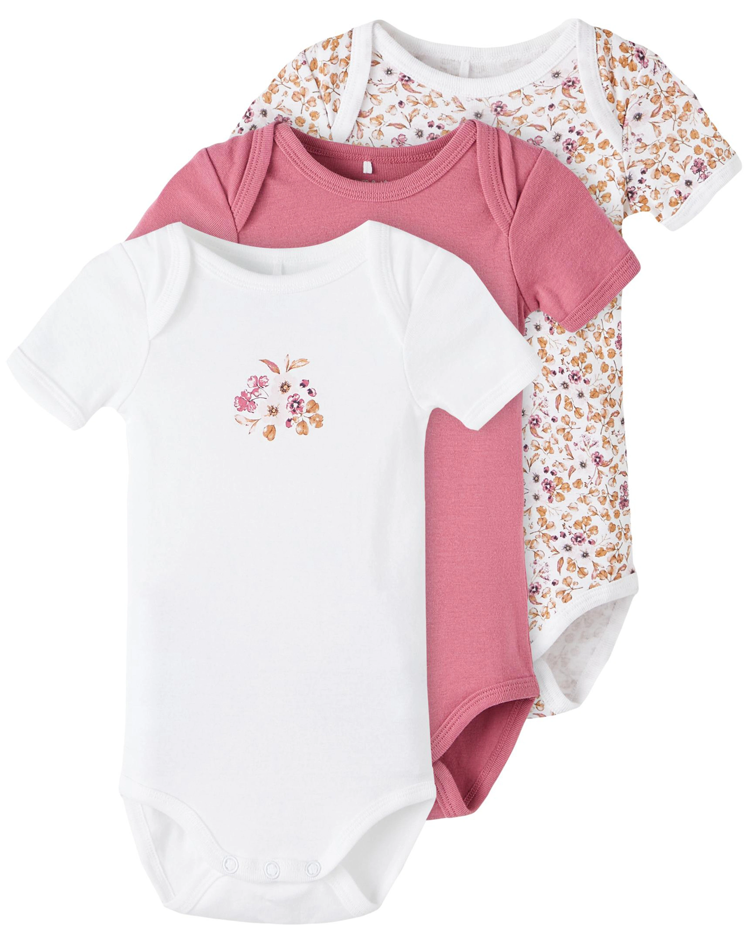 Kurzarm-Body NBFBODY - FLOWER 3er in rose wine