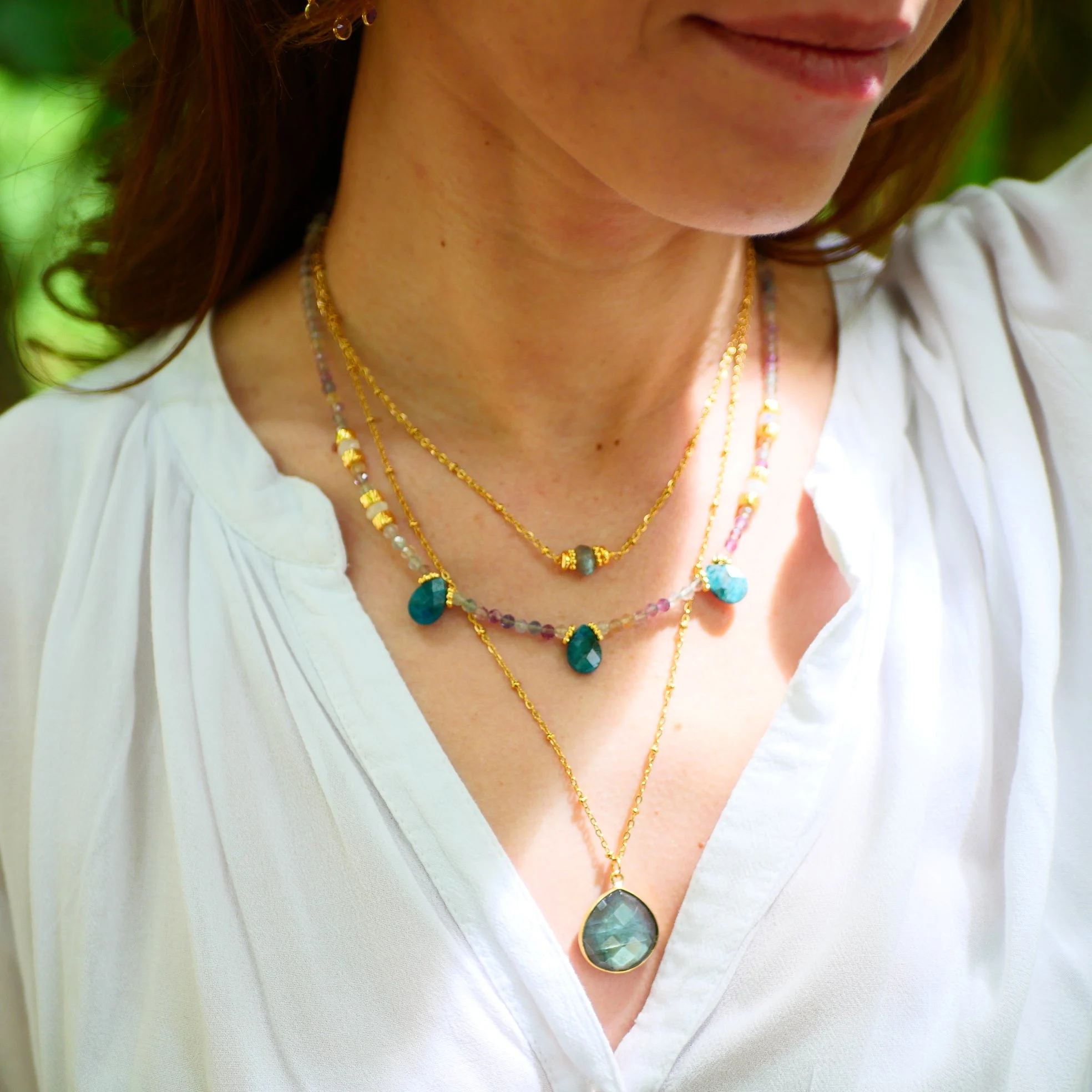 KARUNA - Collier apatite et fluorite | Violet