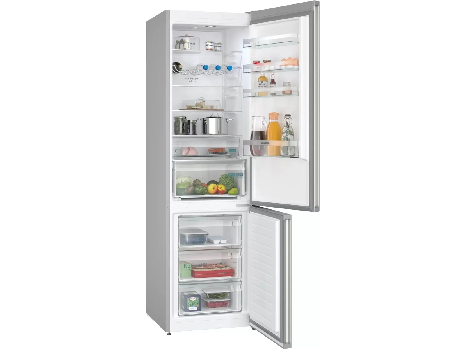 Siemens iQ300 KG39NXIBF - Køleskab/fryser - bund-fryser - bredde: 60 cm - dybde: 66.5 cm - højde: 203 cm - 363 liter - Klasse B - inox