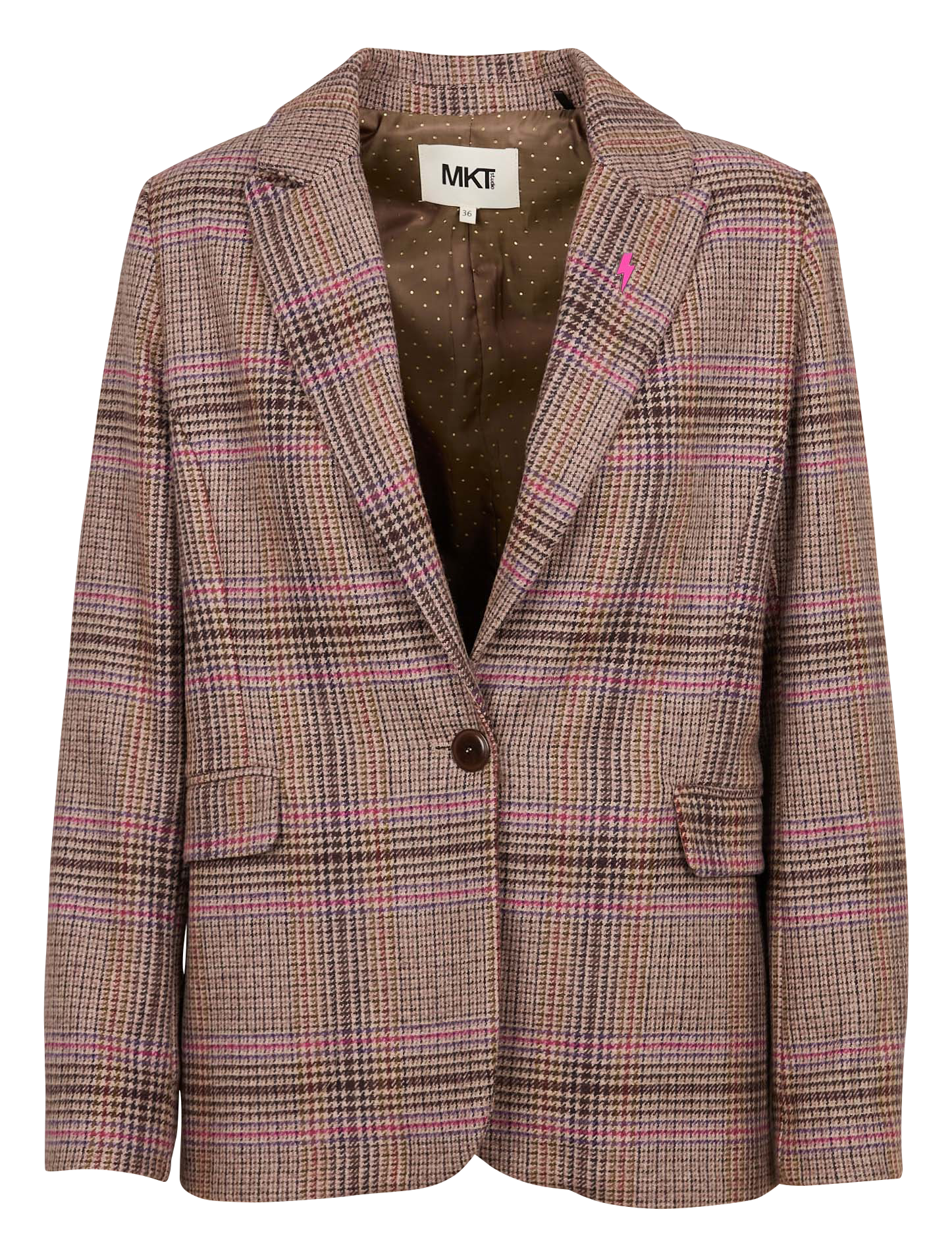 VALMOREL - Veste tailleur à carreaux| Marron