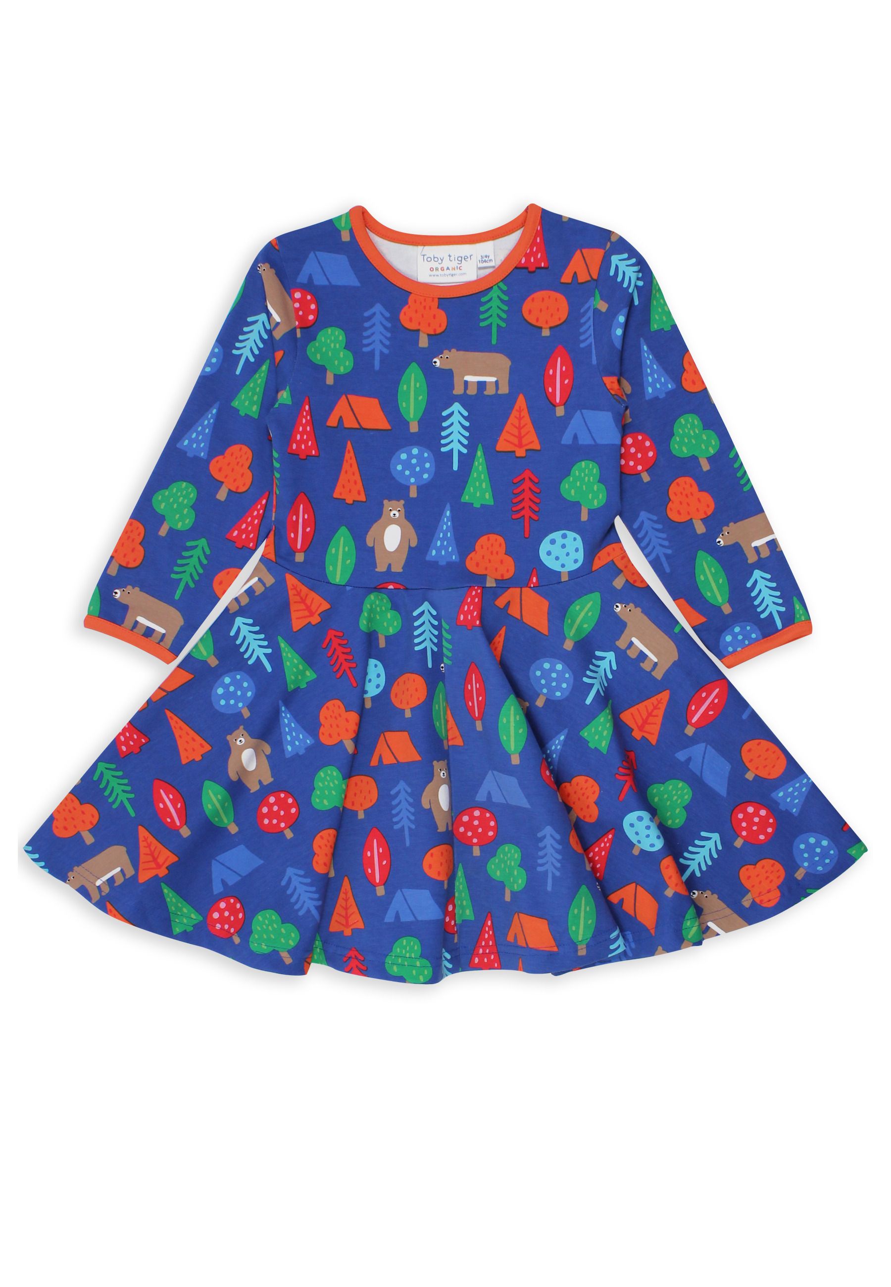 Toby Tiger Skater Kleid mit langen Ärmeln und Bären Print