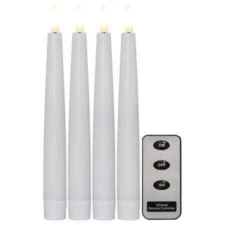 Star Trading 4er LED-Leuchterkerzen weiß mi Fernbedienung