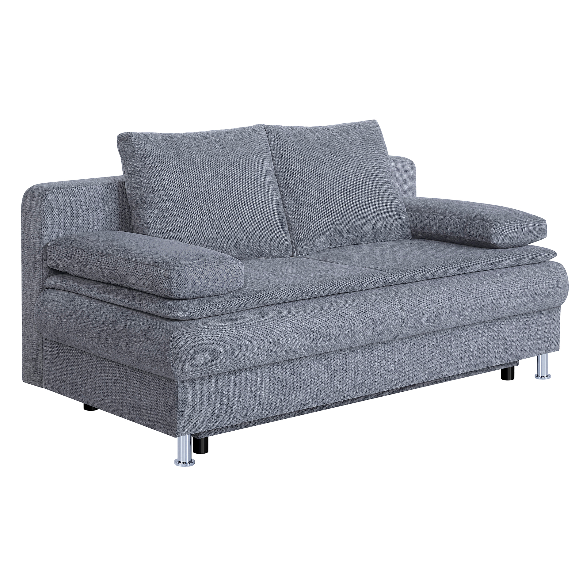 Schlafsofa - grau - Staukasten - integrierter Topper