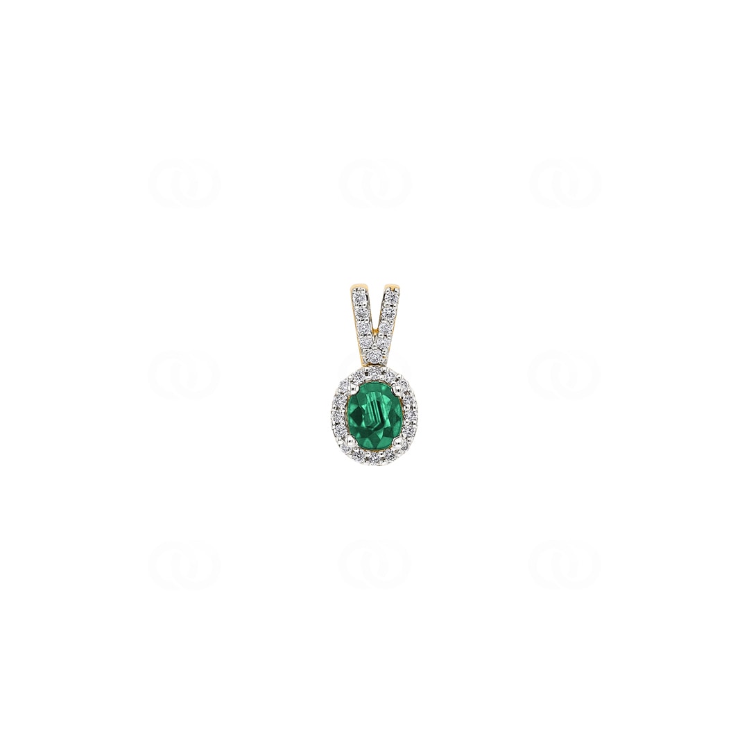 Anhänger 750/18 K Gelbgold mit Smaragd oval und Diamanten 0.10 ct H/si