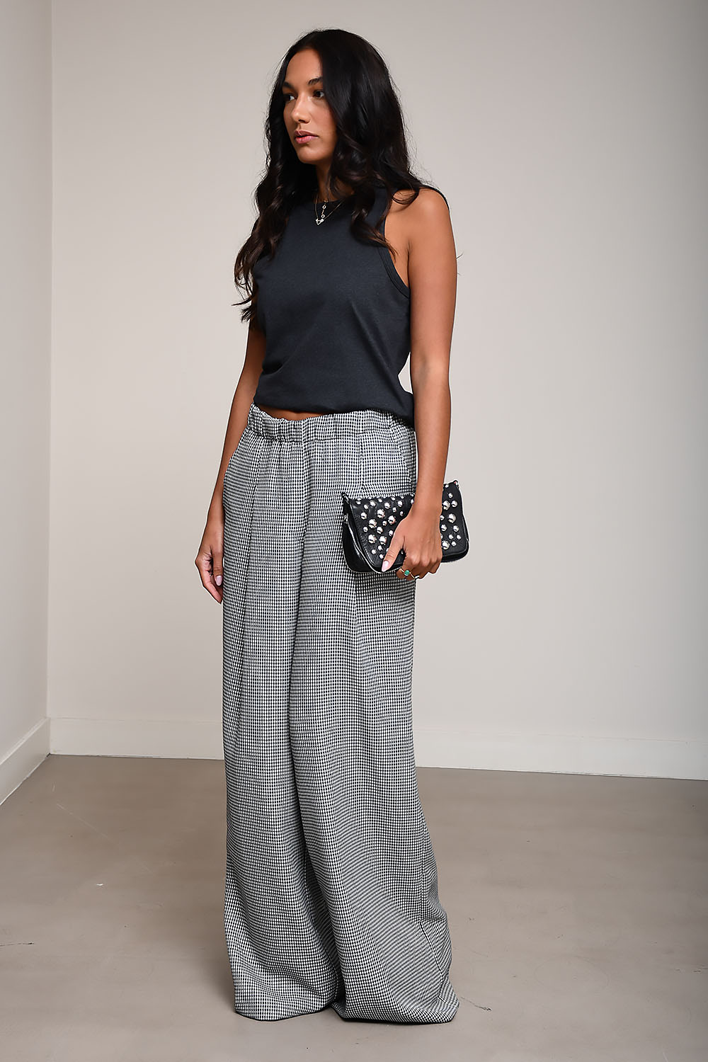 Pepita check pant loose