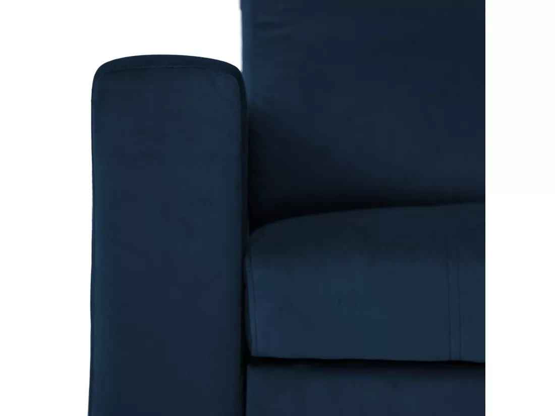 Canapé d'angle convertible JAMES 3 places en velours bleu - HAPPY GARDEN