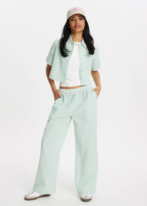 Gestreepte pull-on broek groen (GRN.L)