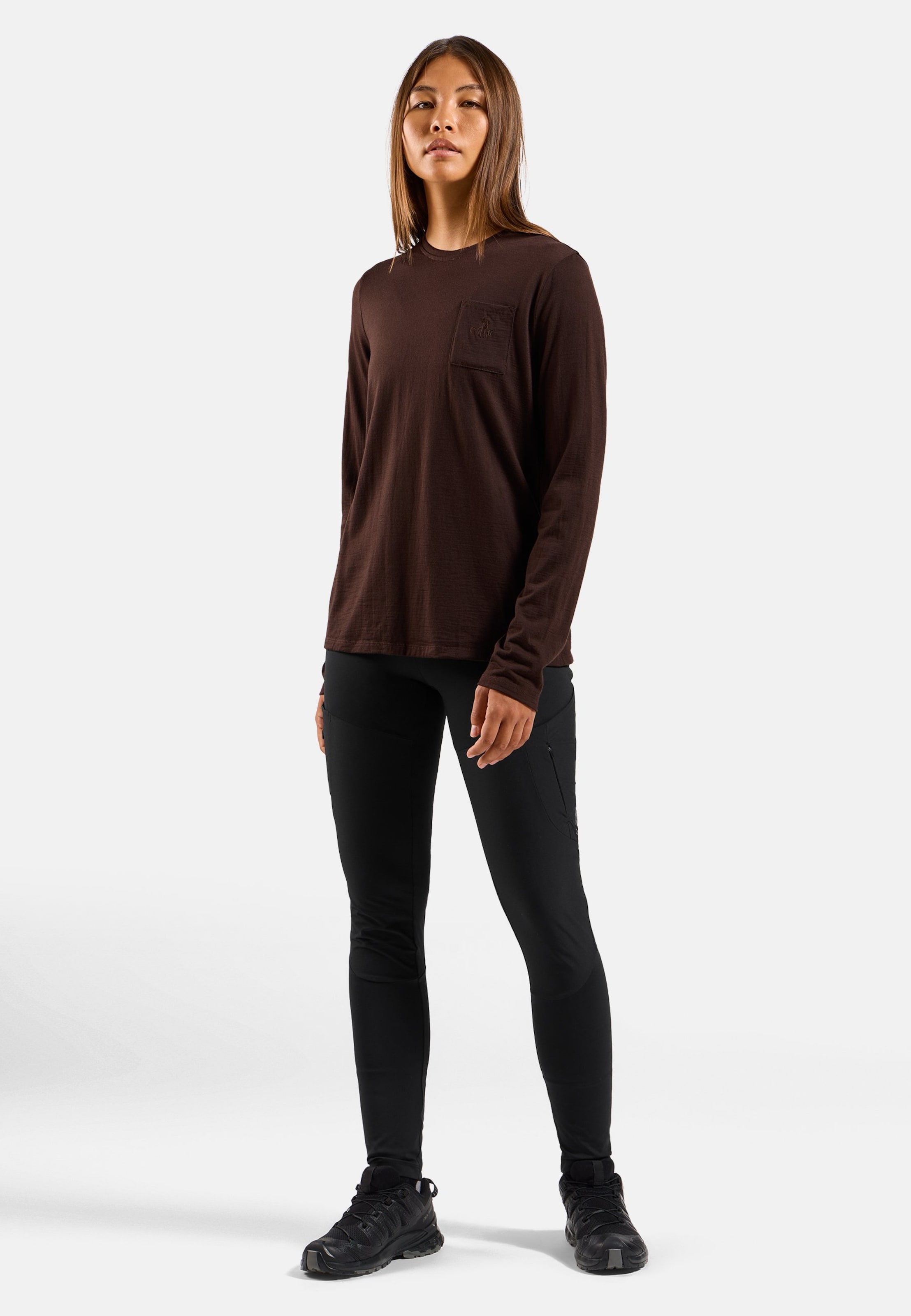 Ascent Merino 200 Langarmshirt mit Brusttasche in fudge